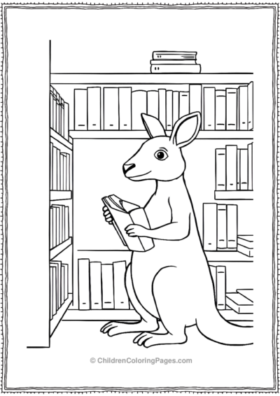 Kangaroo-Librarian-Arranging-Books Free PDF Printable