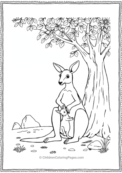 Kangaroo-Mother-With-Joey-in-pouch Free PDF Printable