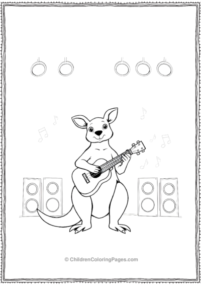 Kangaroo-Playing-Ukulele Free PDF Printable