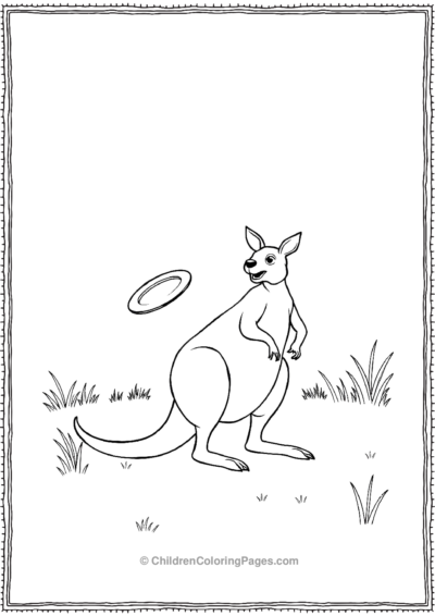 Kangaroo-Playing-With-A-Frisbee Free PDF Printable