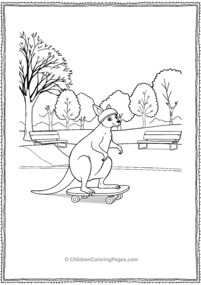 Kangaroo-Skating-At-A-Park Free PDF Printable