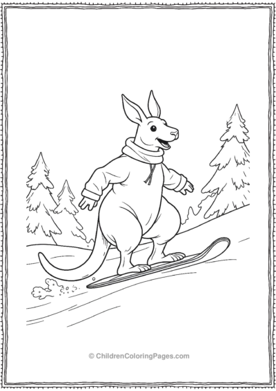 Kangaroo-Snowboarder-Racing-Downhill Free PDF Printable