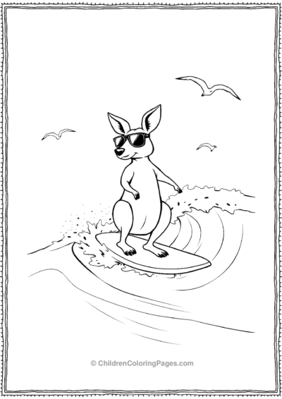 Kangaroo-Surfing-A-Wave Free PDF Printable