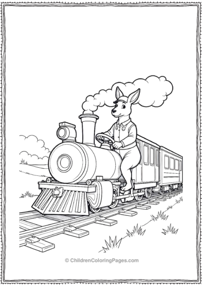 Kangaroo-Train-Engineer-Driving-A-Train Free PDF Printable