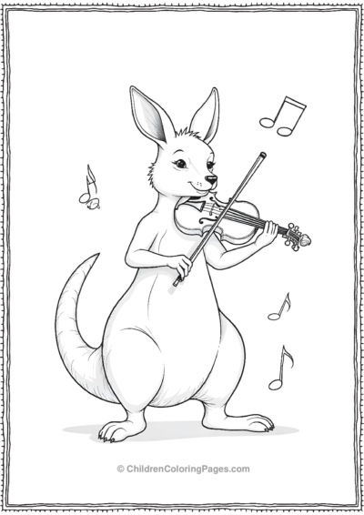 Kangaroo-Violinist-Playing-Music Free PDF Printable