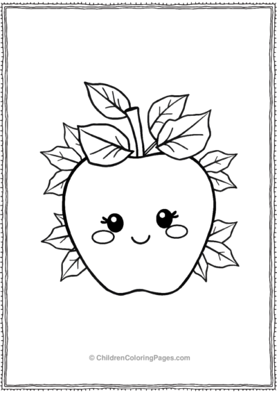 Kawaii-Apple-With-Leaves Free PDF Printable