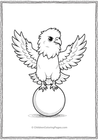 Kawaii-Bald-Eagle-Balancing-on-a-Ball Free PDF Printable