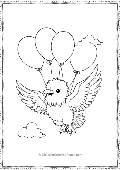 Kawaii-Bald-Eagle-Floating-with-Balloons Free PDF Printable