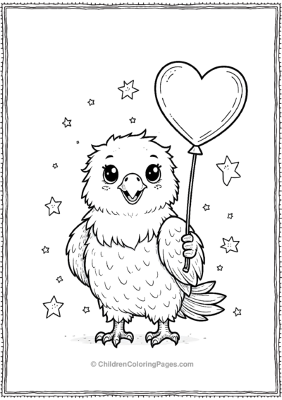 Kawaii-Bald-Eagle-Holding-a-HeartShaped-Balloon- Free PDF Printable