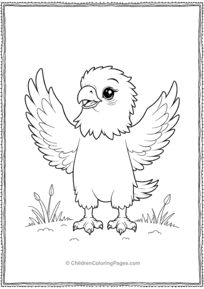 Kawaii-Bald-Eagle-Waving-with-Tiny-Wings Free PDF Printable