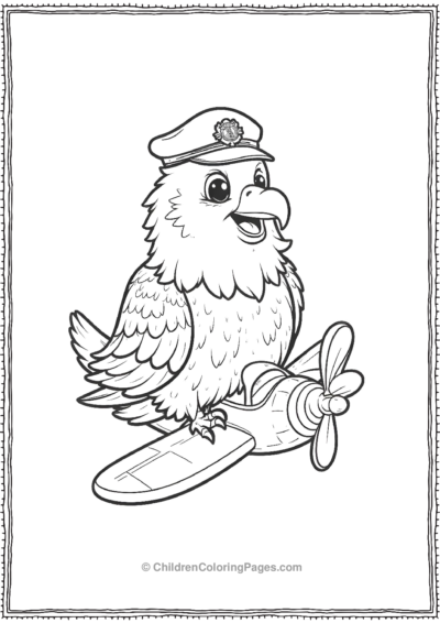 Kawaii-Bald-Eagle-in-a-Tiny-Pilots-Hat Free PDF Printable