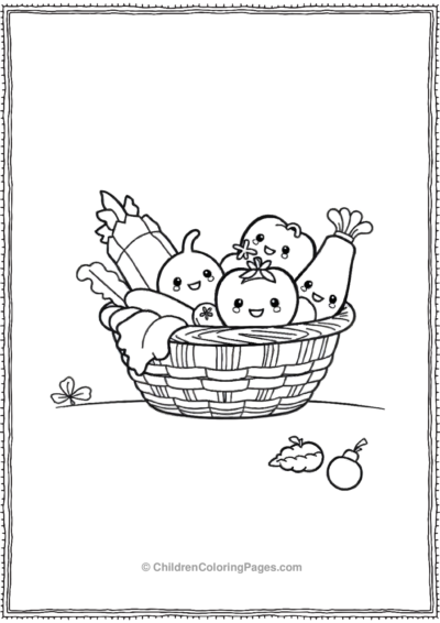 Kawaii-Basket-With-Kawaii-Fruits Free PDF Printable