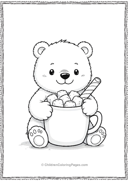 Kawaii Polar Bear Drinking Cocoa With Marshmallows Free PDF Printable