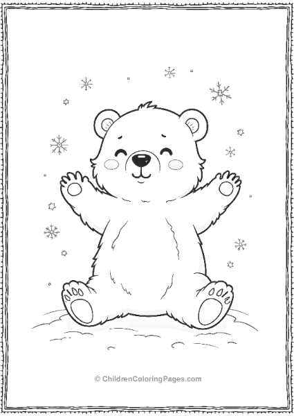 Kawaii Polar Bear Playing In The Snow Free PDF Printable