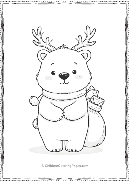 Kawaii Polar Bear Reindeer Helper Free PDF Printable