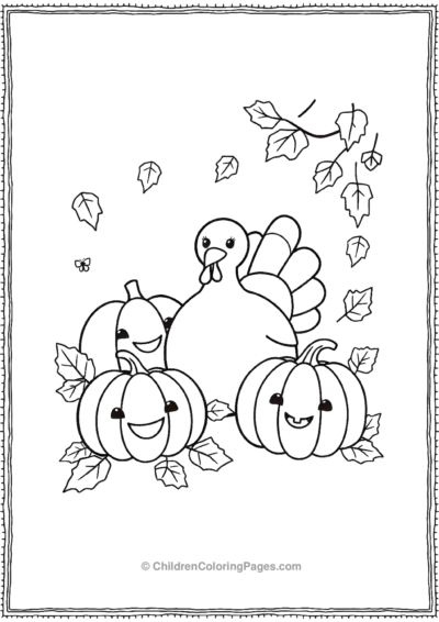 Kawaii-Pumpkins-And-Turkey Free PDF Printable