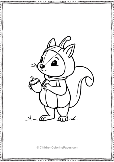 Kawaii-Squirrel-In-Pumpkin-Costume Free PDF Printable