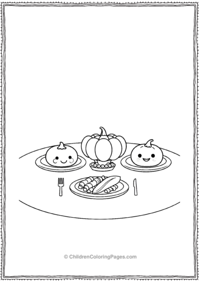 Kawaii-Thanksgiving-Table Free PDF Printable