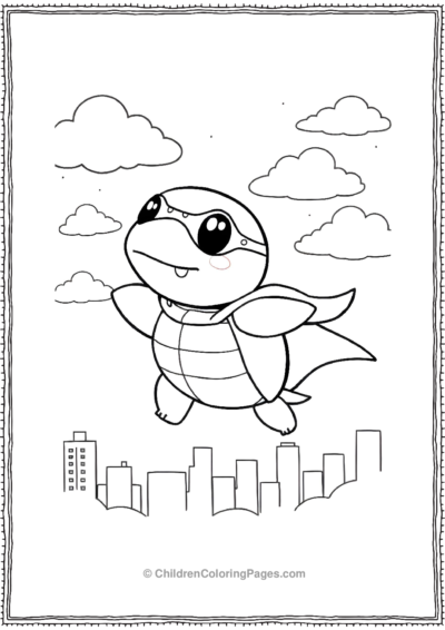 Kawaii-Turtle-Squishmallow-With-A-Superhero-Cape Free PDF Printable