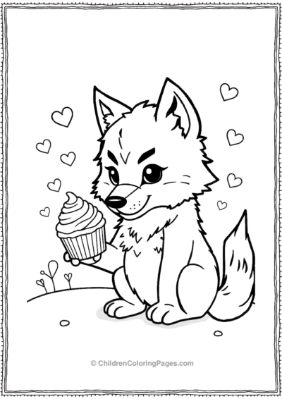 Kawaii-Werewolf-Holding-A-Cupcake Free PDF Printable