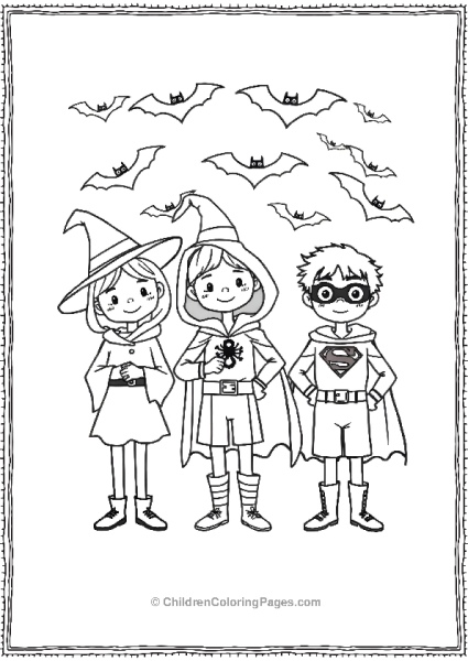 Kids Dressed In Halloween Costumes Free PDF Printable