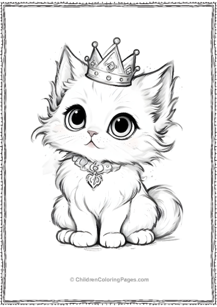 Kitten Wearing A Tiara Scaled Free PDF Printable