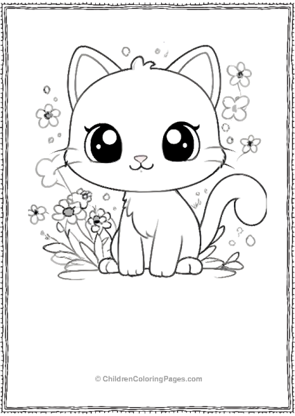 Kitten With Flowes Scaled Free PDF Printable