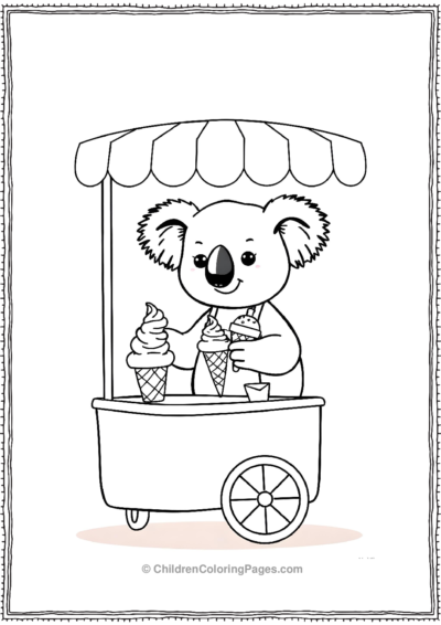 Koala-As-An-Ice-Cream-Vendor Free PDF Printable