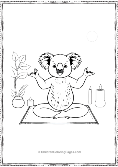 Koala-Doing-Yoga-on-a-mat-with-light Free PDF Printable