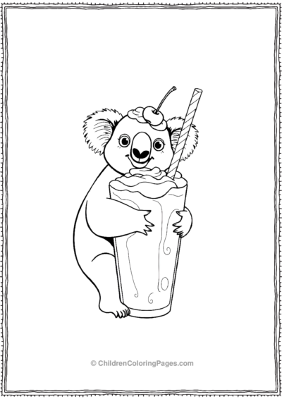 Koala-Drinking-From-A-Giant-Milkshake Free PDF Printable