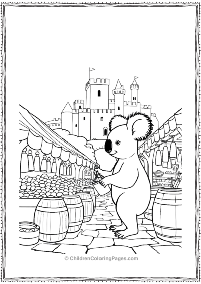 Koala-In-A-Medieval-Marketplace Free PDF Printable