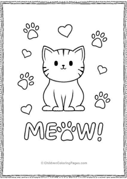 Large Cat With Paw Prints Scaled Free PDF Printable