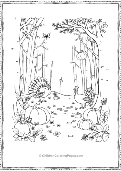 Magical-Forest-With-Turkeys Free PDF Printable