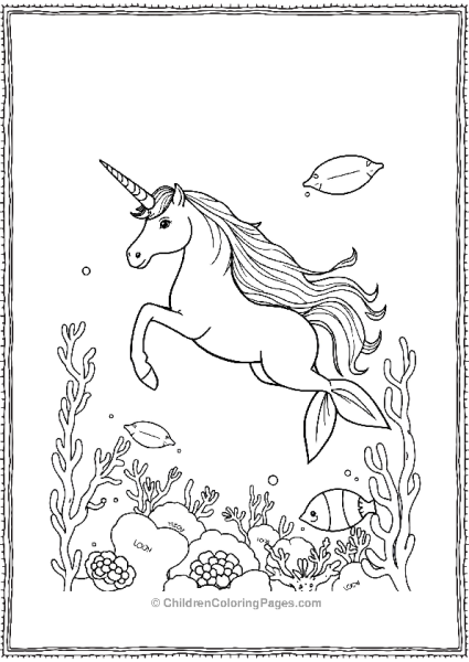 Mermaid Unicorn Swimming In The Sea Free PDF Printable