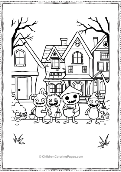 Monster-Family-Trick-or-Treating Free PDF Printable