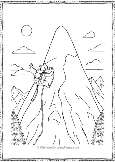 Mountaineer-Cat-Climbing-A-Giant-Candy-Corn-Mounta Free PDF Printable