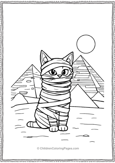 Mummy-Cat-Wrapped-In-Bandages Free PDF Printable