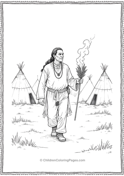 Native-American-Elder-Burning-Sage-To-Cleanse-The-Town Free PDF Printable