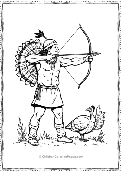 Native-American-Man-Hunting-Turkey-For-Thanksgiving Free PDF Printable