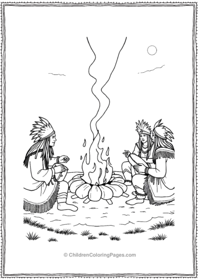 Native-American-Men-Drumming-Around-A-Sacred-Fire- Free PDF Printable