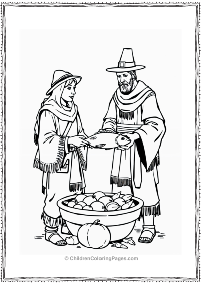 Native-Fisherman-Sharing-Simple-Fish-With-Pilgrims Free PDF Printable