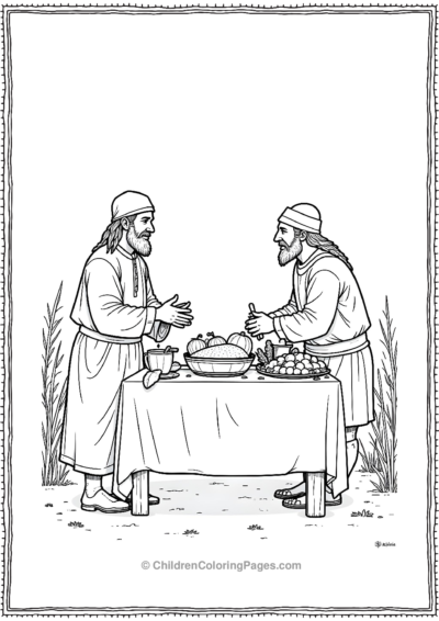 Native-Men-Sharing-Their-Harvest-With-Pilgrims Free PDF Printable