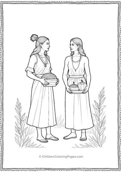 Native-Women-Carrying-Corn-And-Squash-To-The-Thanksgiving-Dinner Free PDF Printable