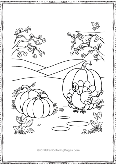 Oversized-Pumpkins-With-A-Turkey Free PDF Printable