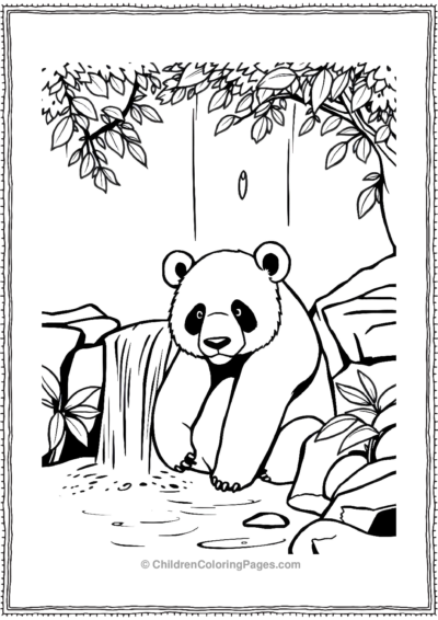 Panda-At-A-Waterfall Free PDF Printable