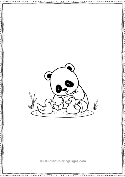 Panda-Playing-With-A-Duck Free PDF Printable