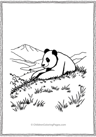 Panda-Resting-On-a-Grassy-Hill Free PDF Printable