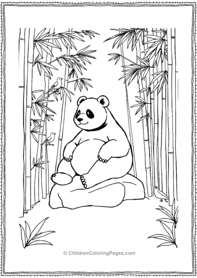 Panda-Sitting-In-A-Forest-Of-Bamboo Free PDF Printable