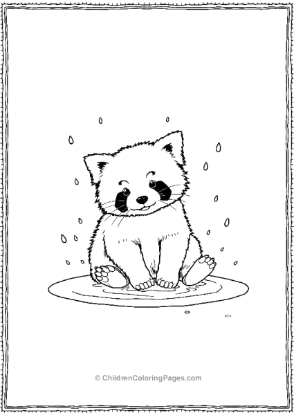 Panda Sitting In A Water Puddle Free PDF Printable