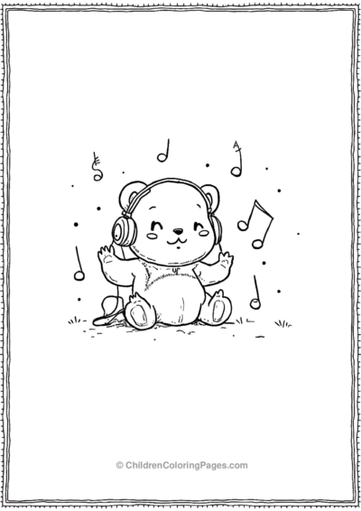 Panda-With-Headphones Free PDF Printable